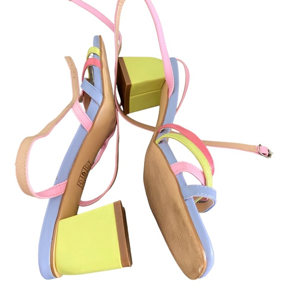 Pastel Rainbow criss cross leather Sandals. Moda in Pelle from England. - Picture 3 of 14